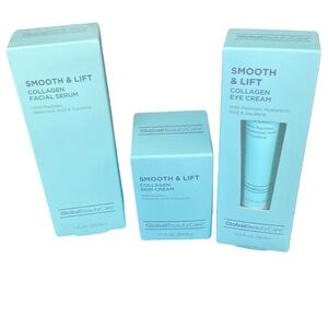 Smooth and Lyft collagen, facial serum, cream and collagen eye cream bundle